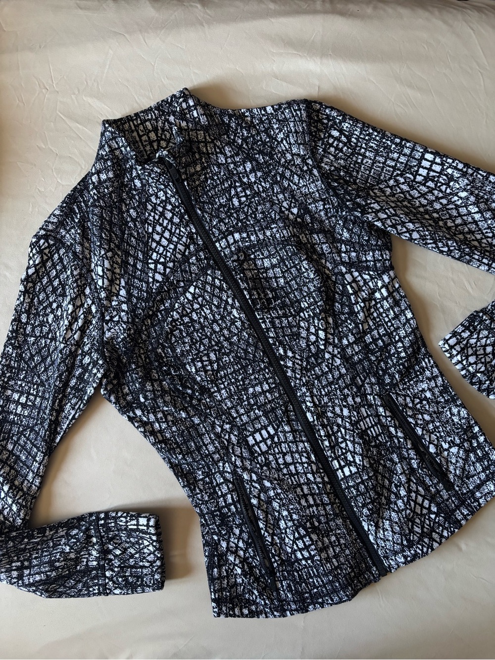 lululemon athletica Black and White Patterned Zip Up